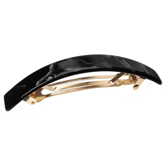 Narrow Rectangle Volume Barrette Cellulose Acetate Black for Thick Hair main image 5